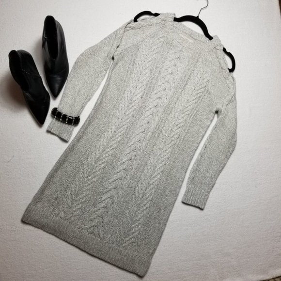 LOFT Washable! Cold Shoulder Cotton Sweater Dress - Picture 1 of 4